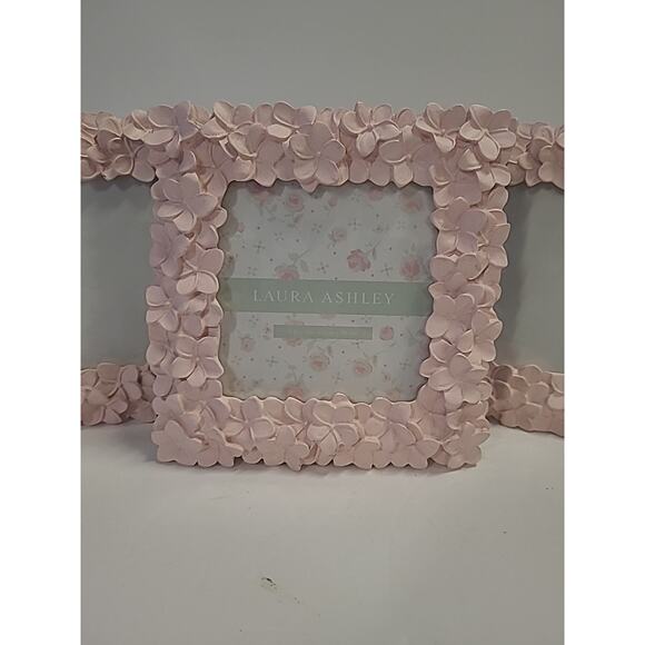 Laura Ashley Pink Picture Frames (3) Textured Resin Floral 4 X 4 Baby Shower - Picture 3 of 8